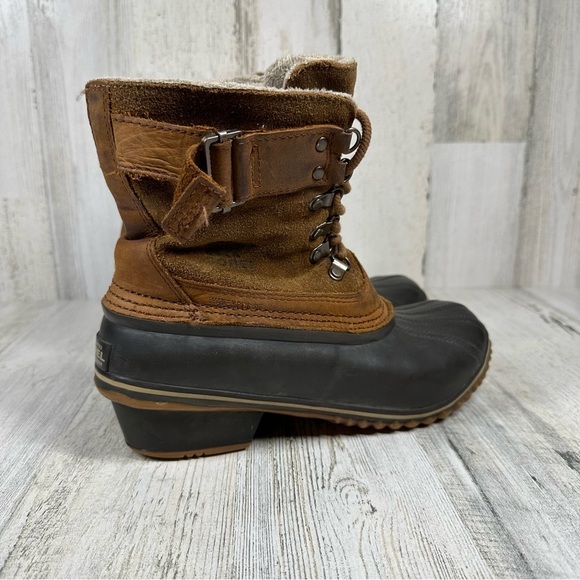 Sorel Women's Winter Fancy Lace Up II Mid Calf Brown Black Boots #1329 - Picture 3 of 10